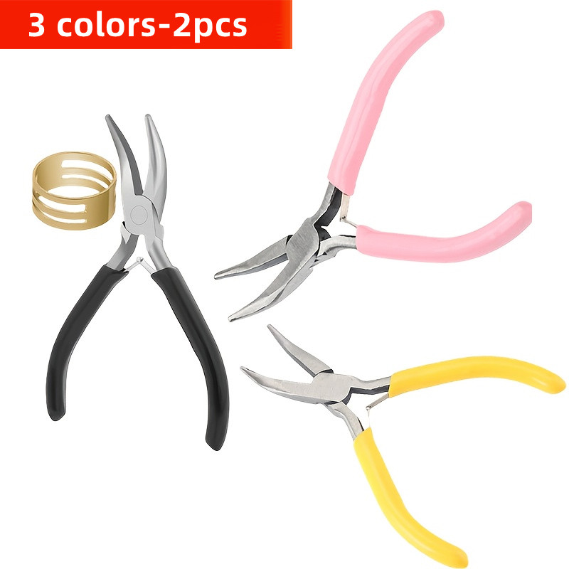 Jewelry Plier Set - 2pcs Curved Mouth Pliers Pink/Black/Yellow Series