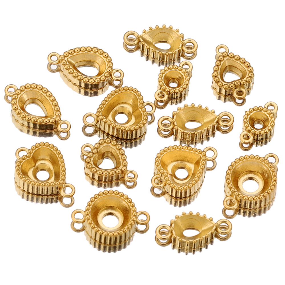 Pendant Blank Bezel - 10pcs Stainless Steel Double Hole Round