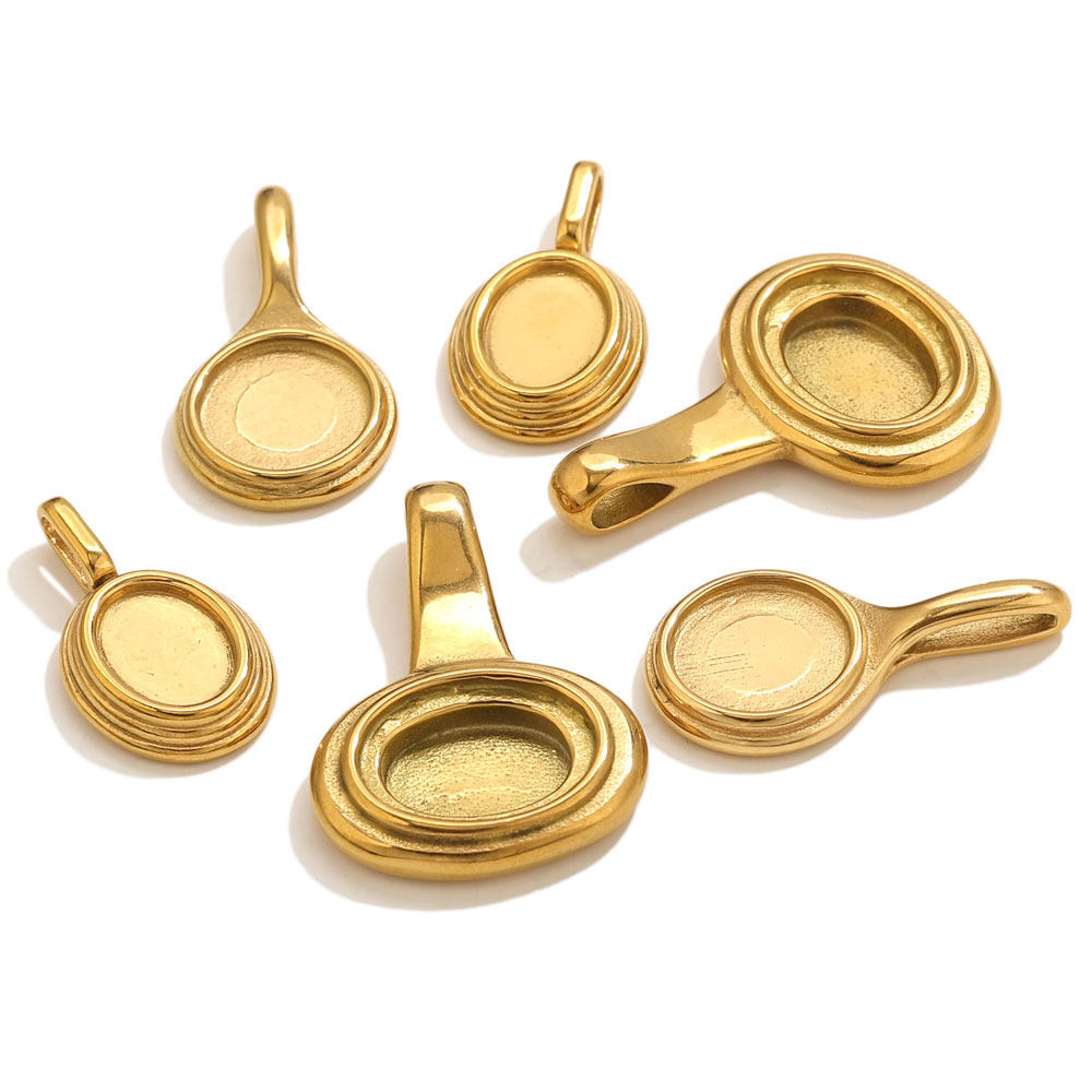 Pendant Blank Bezel - 5pcs Stainless Steel Round Oval Trays