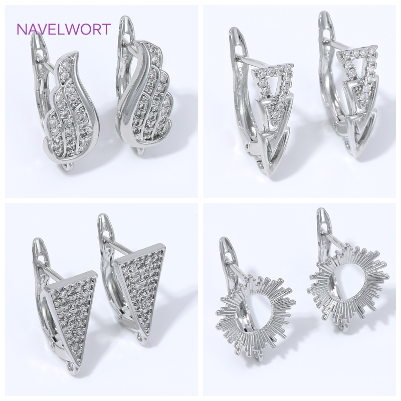 Jewelry Making Items - 18K Gold Plated Inlaid Zircon Earring