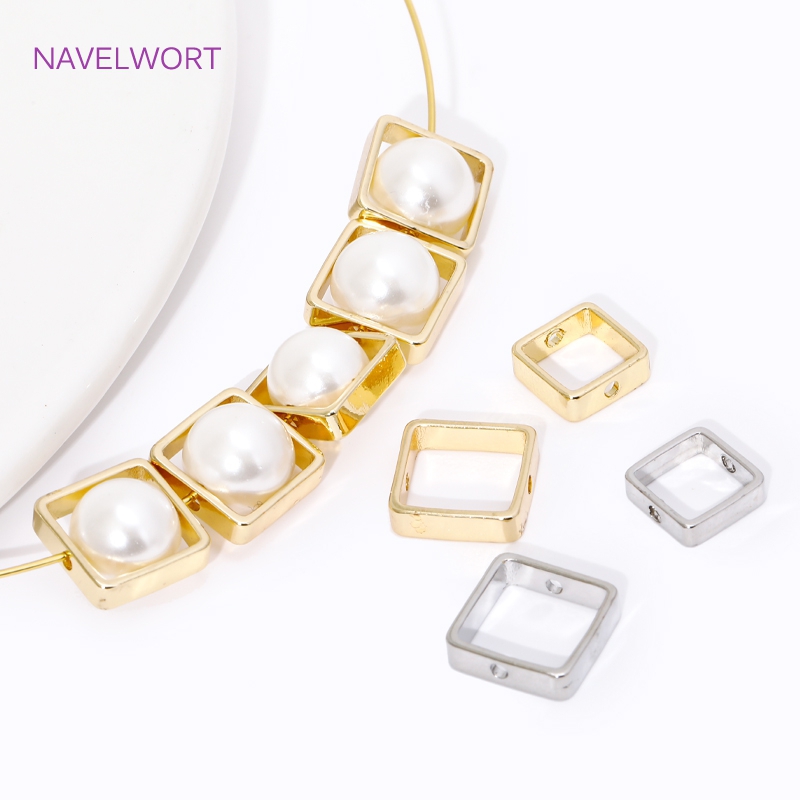 Jewelry Making Items - 14K/18K Gold Plated Bead Frames,Square Frame