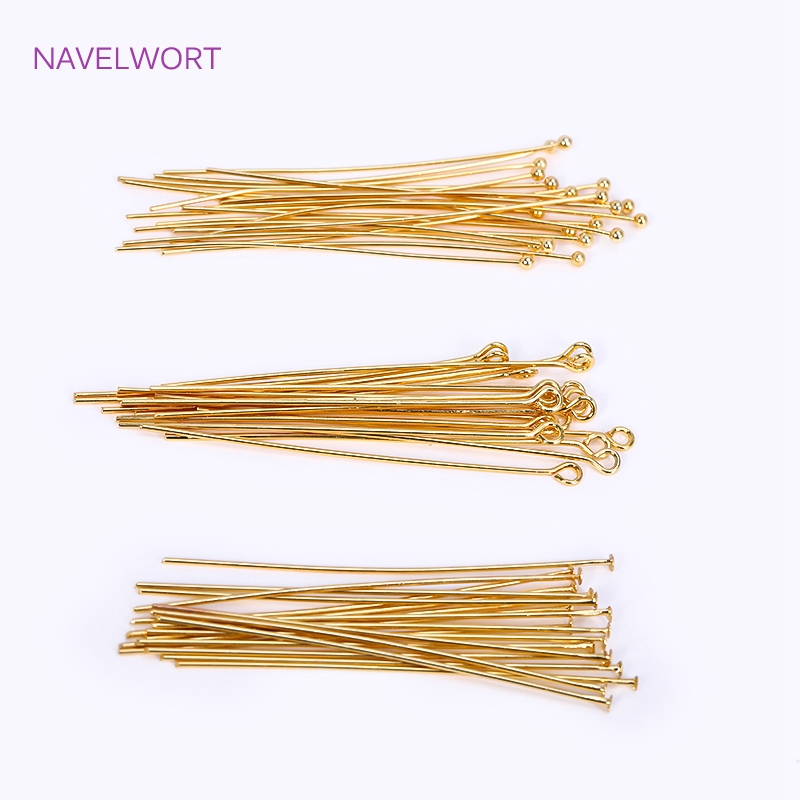 Jewelry Making Eye Pins - 50pcs/Lot 18K Gold Plated Pins Brass