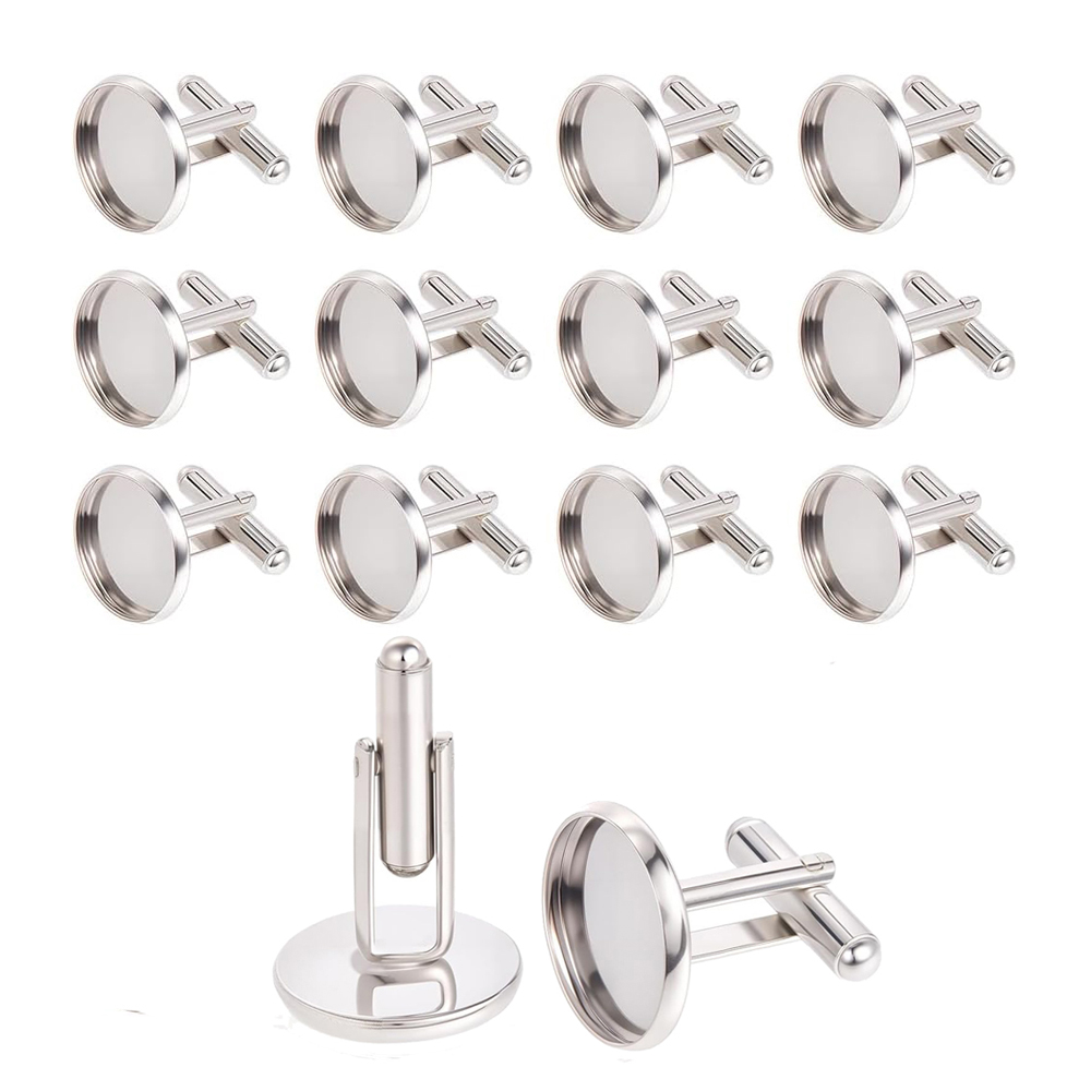 Pendant Blank Bezel - 20Pcs Stainless Steel Round Cufflink Blanks