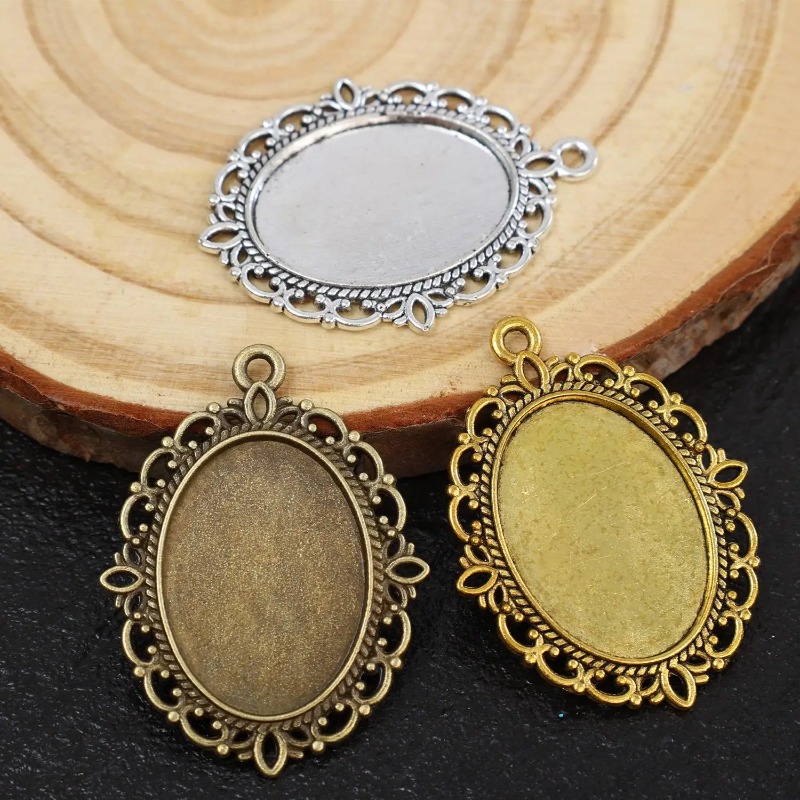 Vintage Oval Lace Bezel Pendan - Pendant Blank Bezel ulasan dan harga