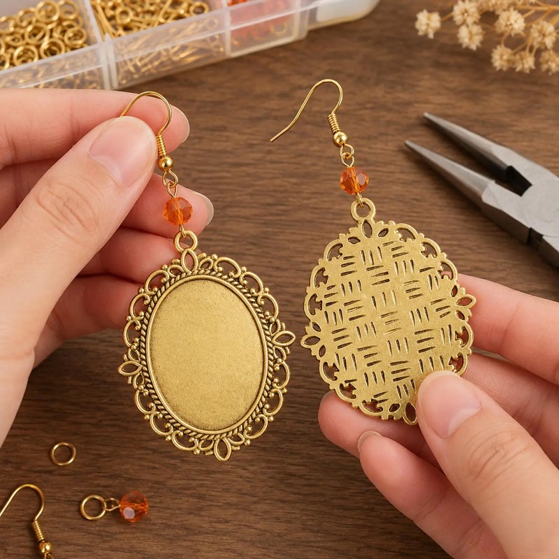 Vintage Oval Lace Bezel Pendan - Pendant Blank Bezel ulasan dan harga