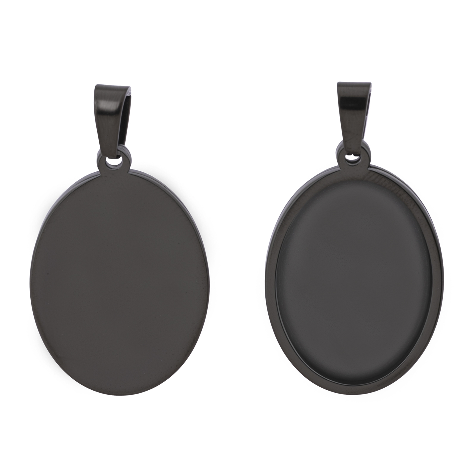 5pcs Stainless Steel Black Ova - Pendant Blank Bezel ulasan dan harga