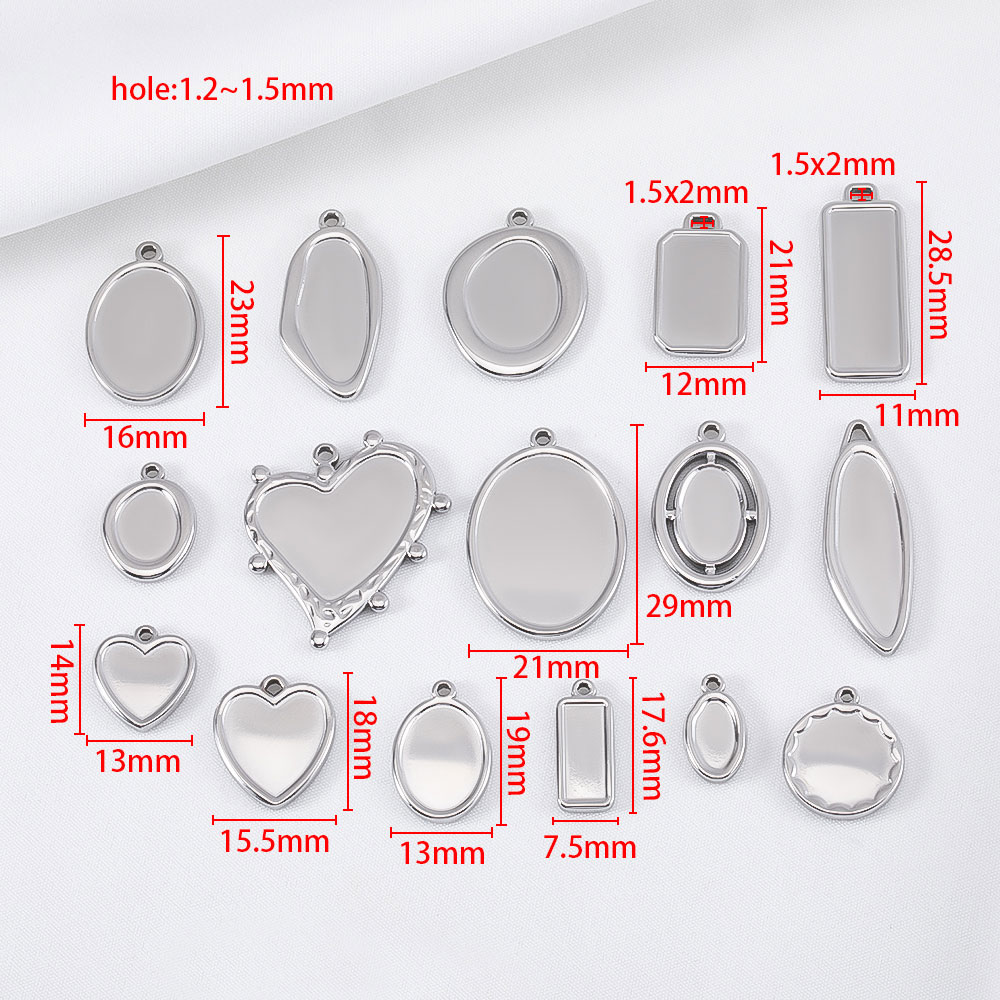 5pcs Stainless Steel Geometry  - Pendant Blank Bezel ulasan dan harga