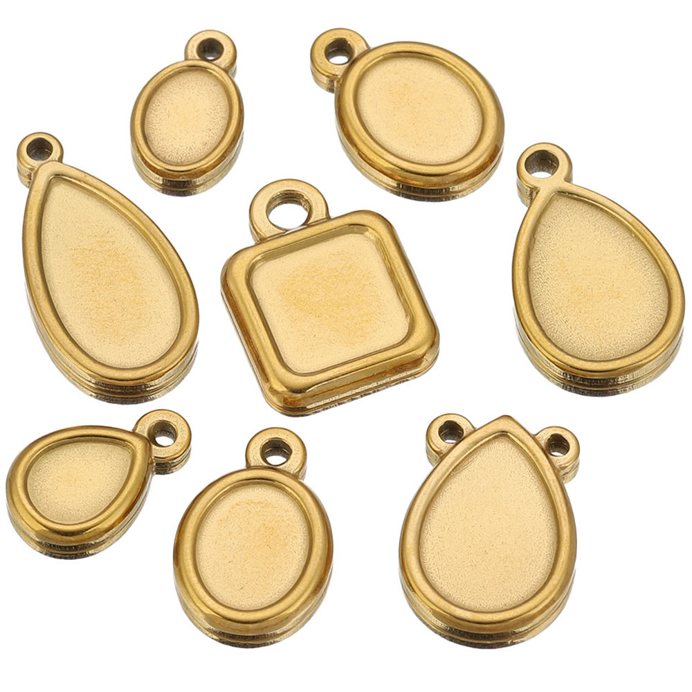 5pcs Stainless Steel Square Dr - Pendant Blank Bezel ulasan dan harga