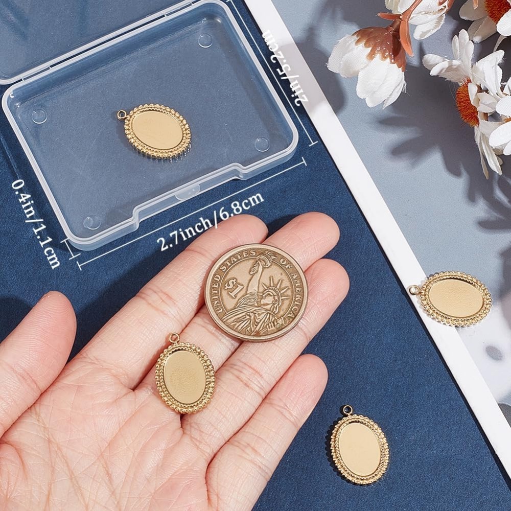 6Pcs Cabochon Settings Charms  - Pendant Blank Bezel ulasan dan harga
