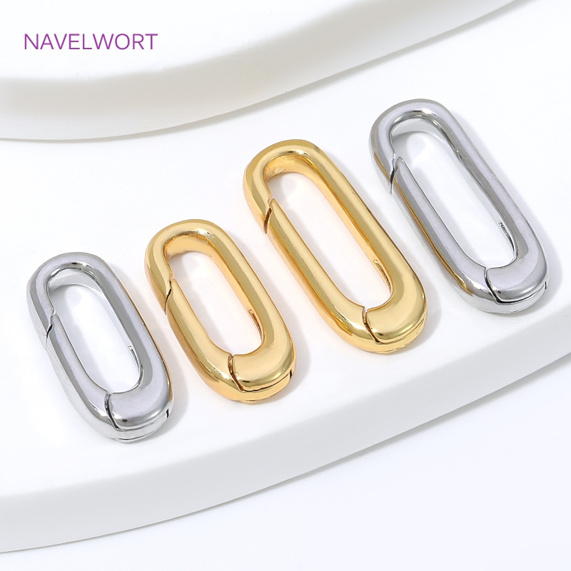 1/2/4Pcs 18K Gold Plated Oval  - Jewelry Making Items ulasan dan harga